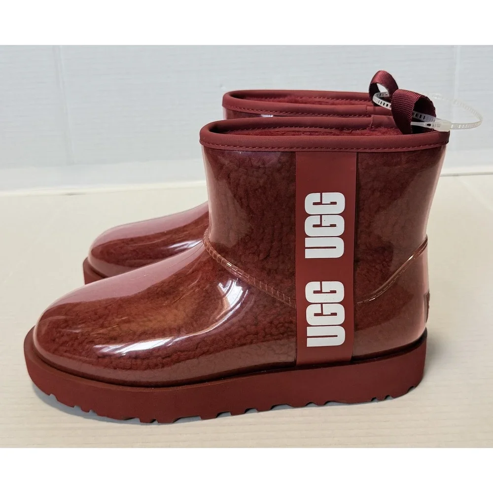UGG Classic Clear Mini Samba Red Waterproof Boots 1113190 - Women's 7 - NEW NWT